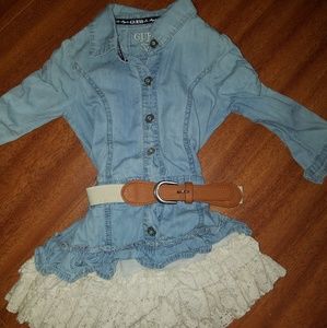 Guess denim dress with lace and belt